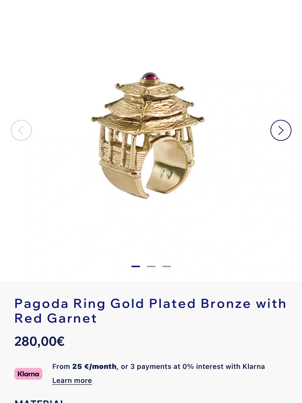 Co.Ro. Pagoda Ring Gold Plated Garnet Emily In Paris Sylvie Grateau⁠